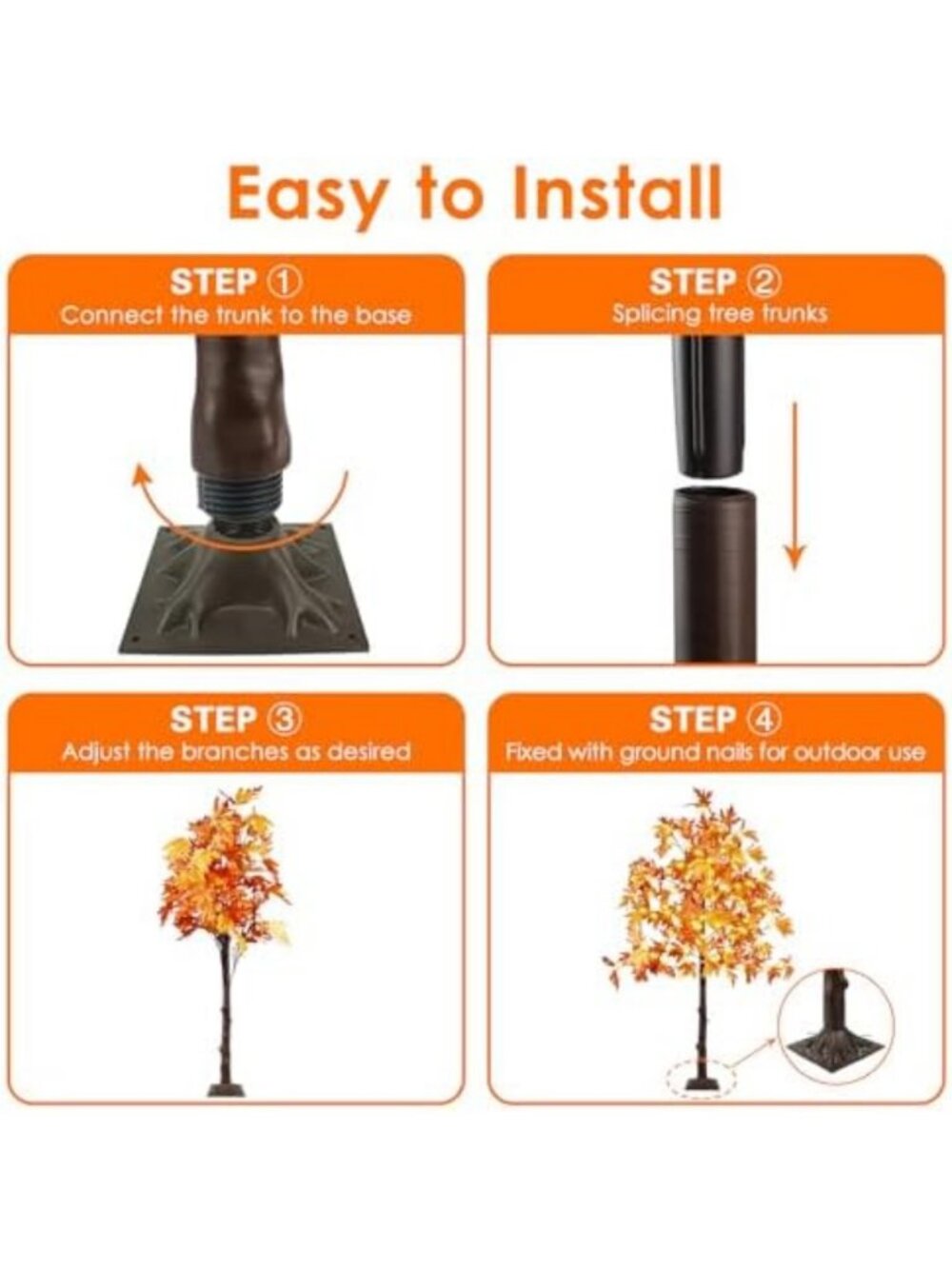 Set of 2 - 5FT Lighted Maple Trees with 200 LED Lights for Fall Home Decor - Picture 6 of 6